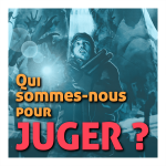 QUI SOMMES NOUS POUR JUGER ? Image du héros du film Resident Evil de Zach Cregger qui éclaire avec son téléphone avec un visage inquiet. En arrière plan, une référence au décor de la jaquette du premier jeu resident evil.